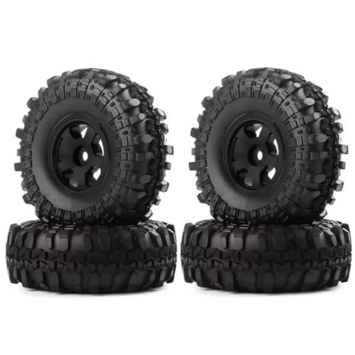 JYYTERD Kompatibel Mit Axial Für SCX24 90081 Für AXI00001 1/24 RC Crawler Auto 1,0 "49 * 18mm Beadlock Micro Crawler Rad Felgen Reifen Set 4PCS RC Auto Reifen(Black) von hjuink