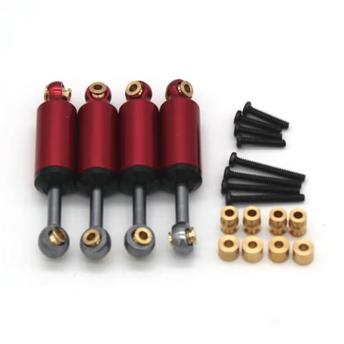 JYYTERD Kompatibel Mit FMS Für Fcx24 1/24 RC Fernbedienung Auto Metall Upgrade Zubehör Eingebaut Für Feder Stoßdämpfer 4PCS RC Stoßdämpfer(Red) von JYYTERD