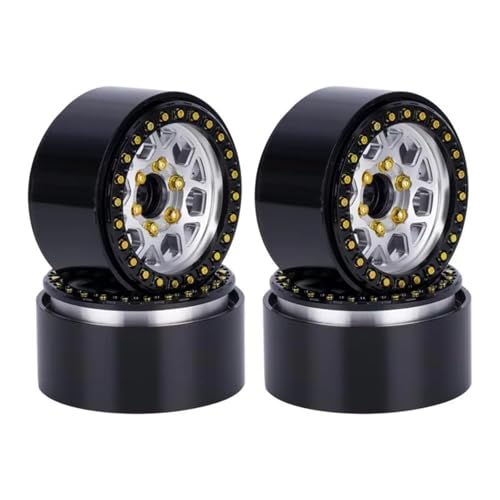 JYYTERD Kompatibel Mit Für SCX10 Pro Für TRX4 Für Capra VS4-10 Für Redcat Gen8 1/10 RC Crawler Auto Reifen CNC Aluminium 1,9 In Beadlock Radnabe RC Auto Reifen(Silver) von hjuink