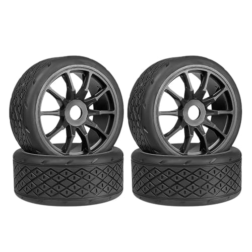 JYYTERD Kompatibel Mit Infraction Für Limitless Für Felony Für FSR Für Model GT Für Arrma 1/7 RC-Autoteile 53/107 42/100 Reifen 17 Mm Felgensechskant RC Auto Reifen(Black,4pcs 100mm) von JYYTERD