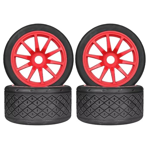 JYYTERD Kompatibel Mit Infraction Für Limitless Für Felony Für FSR Für Model GT Für Arrma 1/7 RC-Autoteile 53/107 42/100 Reifen 17 Mm Felgensechskant RC Auto Reifen(Red,4pcs 107mm) von JYYTERD