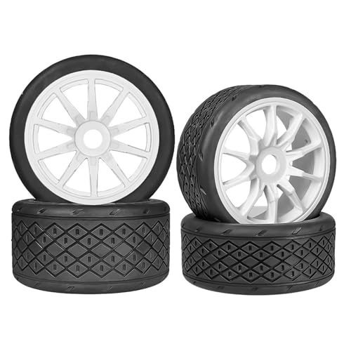 JYYTERD Kompatibel Mit Infraction Für Limitless Für Felony Für FSR Für Model GT Für Arrma 1/7 RC-Autoteile 53/107 42/100 Reifen 17 Mm Felgensechskant RC Auto Reifen(White,2p 107mm-2p 100mm) von JYYTERD