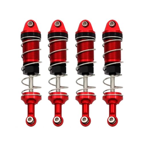 JYYTERD Kompatibel Mit MJX H16 16207 Für WLtoys 144001 144002 124019 124017 Für MN128 MN86 MN86KS RC Autoteile 4 Stück Metall-Stoßdämpfer-Dämpfer RC Stoßdämpfer(Red) von JYYTERD