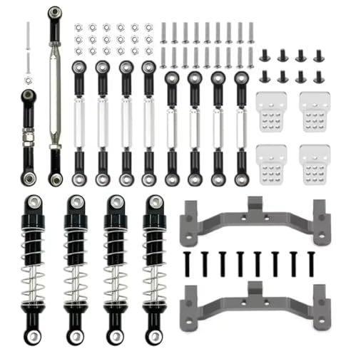 JYYTERD Kompatibel Mit MN D90 Für MN-90 Für MN99S 1/12 RC Auto Upgrade Teile Metall Lenkung Link Stange Zugstange Halterung Für Sitz Stoßdämpfer Set RC Stoßdämpfer(Black) von JYYTERD