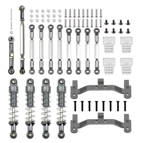 JYYTERD Kompatibel Mit MN D90 Für MN-90 Für MN99S 1/12 RC Auto Upgrade Teile Metall Lenkung Link Stange Zugstange Halterung Für Sitz Stoßdämpfer Set RC Stoßdämpfer(Gray) von JYYTERD