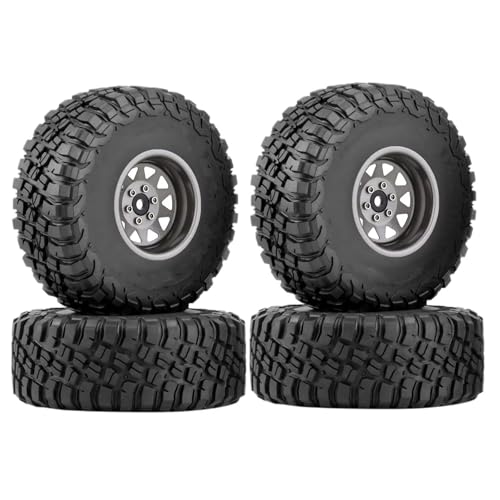 JYYTERD Kompatibel Mit TRX4 Für Axial Für SCX10 1/10 RC Crawler Car 120 Mm Deep Dish Negative Offset 8,9 Mm 1,9 Zoll Beadlock Felgennabe Reifen RC Auto Reifen(Gray) von hjuink