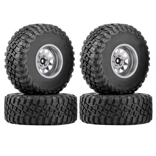 JYYTERD Kompatibel Mit TRX4 Für Axial Für SCX10 1/10 RC Crawler Car 120 Mm Deep Dish Negative Offset 8,9 Mm 1,9 Zoll Beadlock Felgennabe Reifen RC Auto Reifen(Silver) von hjuink