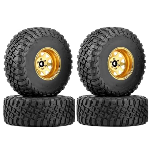 JYYTERD Kompatibel Mit TRX4 Für Axial Für SCX10 1/10 RC Crawler Car 120 Mm Deep Dish Negative Offset 8,9 Mm 1,9 Zoll Beadlock Felgennabe Reifen RC Auto Reifen(Yellow) von hjuink