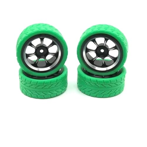 JYYTERD Kompatibel Mit WLtoys Für WPL Für MN Für Modell Für LC 1/18 1/16 1/14 RC Auto Modifizierte Metallradreifen Coole Mehrfarbige Reifenhautteile RC Auto Reifen(Green) von hjuink