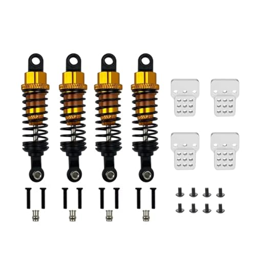 JYYTERD Kompatibel Mit WPL C14 C24 Für MN D90 D91 MN99 99 RC Auto, Verstellbare Upgrade-Teile, Metall-Stoßdämpfer, Ölgefüllter Typ Mit Stoßdämpferturm RC Stoßdämpfer(Yellow) von hjuink