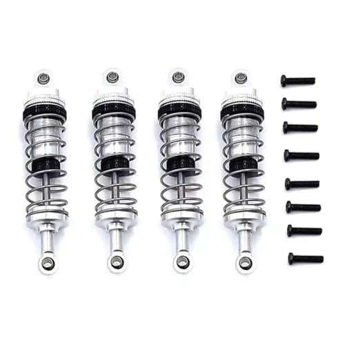 JYYTERD Kompatibel Mit Wltoys 144001 124019 124018 RC Auto Zubehörteile Für Upgrades 2 Stück/4 Stück Verstellbare Stoßdämpfer Aus Metall RC Stoßdämpfer(Silver,4pcs) von JYYTERD