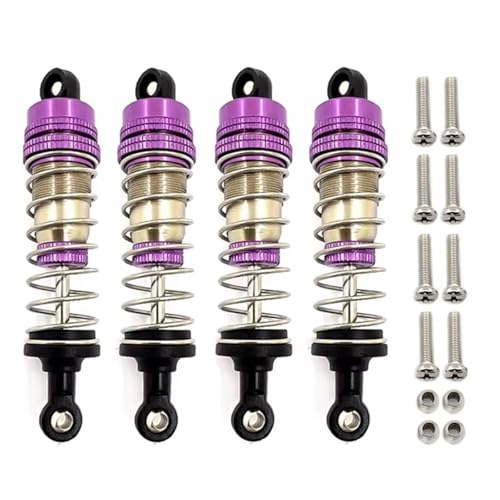 JYYTERD Kompatibel Mit Wltoys 144001 144010 124007 124016 124017 124018 1240190 RC-Autoteile 4-teiliger Metallöl-Stoßdämpfer-Dämpfer RC Stoßdämpfer(Red) von JYYTERD