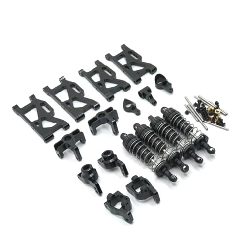 JYYTERD Kompatibel Mit Wltoys 144010 144001 124019 RC Auto Metallaufhängungsarme Upgrade Lenkblock Für Sitzstoßdämpfer RC Stoßdämpfer(Black) von hjuink