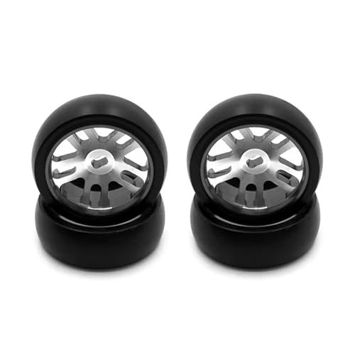 JYYTERD Kompatibel Mit Wltoys 284131 K969 K989 Für Kyosho Für Mini-Z 1/28 RC Auto Upgrade-Teile 4 Stück Hartplastik Driftreifen Reifen Metallfelge RC Auto Reifen(Gray) von hjuink