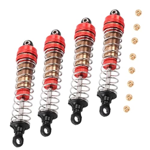JYYTERD Kompatibel Mit XLF X03 X04 X-03 X-04 1/10 RC Auto Für Monster Truck Upgrade Teile Zubehör 4 Stück Metall Stoßdämpfer Dämpfer RC Stoßdämpfer(Red) von JYYTERD