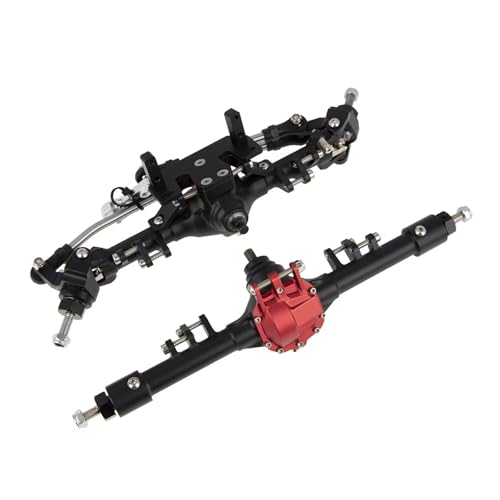 JYYTERD RC Auto Upgrade-Teile Kompatibel Mit Axial 90046 90047 Für RGT 86100 Für SCX10 II 1/10 RC Car Crawler Teile Bearbeitete Aluminium Vorne Und Hinten Gerade Achse(Black) von hjuink
