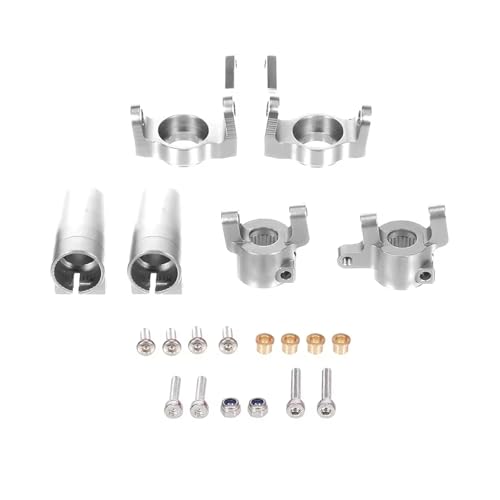 JYYTERD RC Auto Upgrade-Teile Kompatibel Mit Axial Für SCX10 II 90046 90047 RC Auto Teile Metall Front Lenkung Tasse C Hub Träger Hinterachse Lock Out Set(Silver) von JYYTERD