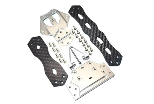 JYYTERD RC Auto Upgrade-Teile Kompatibel Mit LOSI Für Lasernut U4 1/10 RC Auto Upgrade Zubehör Metall Zweite Bodenplatte Stützplatte LOS231064(Silver) von JYYTERD