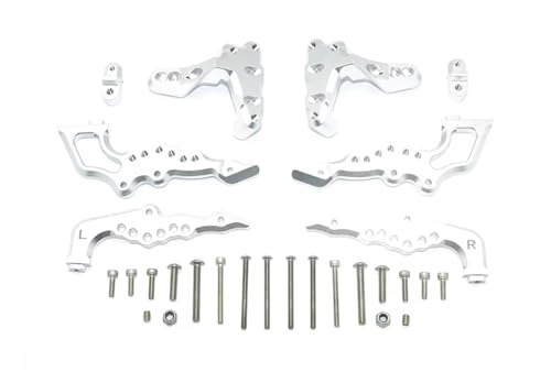 JYYTERD RC Auto Upgrade-Teile Kompatibel Mit Losi Für Baja Für Rey 2,0 1/6 RC Auto Upgrade Zubehör Metall Rear Shock Tower Stoßdämpfer Halterung Ersatzteile(Silver) von JYYTERD