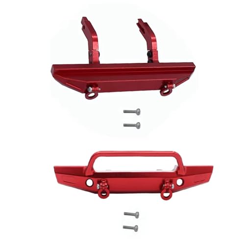 JYYTERD RC Auto Upgrade-Teile Kompatibel Mit TRX4-M 1/18 RC Crawler Car Upgrade Teile Ersatzzubehör Metall Vordere Hintere Stoßstange(Red,Rear and Front) von JYYTERD