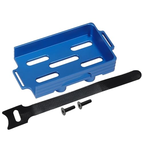 JYYTERD RC Auto Upgrade-Teile Kompatibel Mit TRX4-M Für Bronco Für Defender Upgrade-Teile CNC-Aluminium-Batteriefach Mit Bindeband Für 1/18 RC Crawler(Blue) von JYYTERD