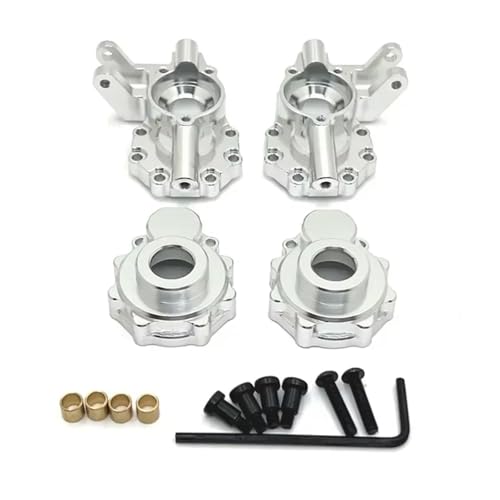 JYYTERD RC Auto Upgrade-Teile Kompatibel Mit WLtoys 104006 104010 104020 104026 1/10 Fernbedienung Autozubehör Upgrade Vorderachse Lenkbecher(Silver) von JYYTERD