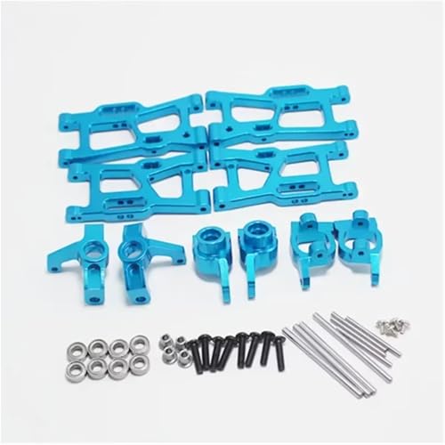 JYYTERD RC Auto Upgrade-Teile Kompatibel Mit WLtoys 144001 1/14 RC Car Metall-Upgrade-Zubehör Für Schwingenlenkung Für Sitz-Hinterrad Für Sitz-Verschleißteile-Set(Blue) von JYYTERD