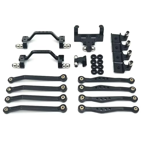 JYYTERD RC Auto Upgrade-Teile Kompatibel Mit WPL C64 C64-1 1/16 RC-Auto-Upgrade-Teile Metall Für Chassis Link Rod Pull Rod Mount Stoßhalterung Servo-Halterung Set(Black) von JYYTERD