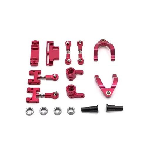 JYYTERD RC Auto Upgrade-Teile Kompatibel Mit WPL D12 1/10 Ferngesteuerten Autoteilen, Metall-Upgrade Oben Und Unten Für Swing Arm Steering Cup Hexagonal Adapter Set(Red) von JYYTERD
