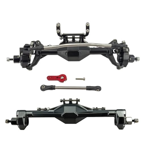 JYYTERD RC Teile Für Axial Für Scx10 Ii 1/10 Rc Crawler Auto 6x6 Achsen Set Kit Vorne Und Hinten Upgrade Teile Aluminium Metall Erweiterte Breite Zubehör(Black,Front Rear Axle) von hjuink