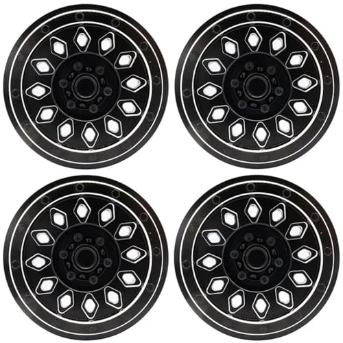 JYYTERD RC Teile Für Axial Scx6 1/6 RC Fernbedienung Auto 4 Stücke CNC Aluminium Legierung Radnabe Felge Fernbedienung Crawler Auto Zubehör Teile(Black) von hjuink