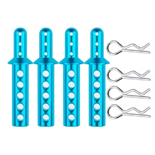 JYYTERD RC Teile Für HSP 188037 Für Monster Truck Exceed Für Redcat Für Volcano Epx Pro 94111 1/10 RC 4 Stücke Aluminium Körper Post Upgrade Komponente(Blue) von hjuink