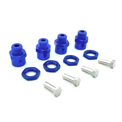 JYYTERD RC Teile Kompatibel Mit 1/10 RC Car 1/8 Reifen 4PCS Aluminiumlegierung 12mm Bis 17mm Rad Sechskantnabe Adapter Verlängerung Konvertierungsmuttern(Blue) von JYYTERD