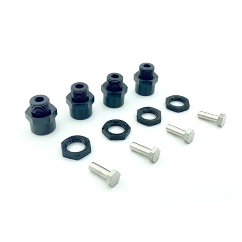 RC Teile Kompatibel Mit 1/10 RC Car Upgrade 1/8 Reifen 4PCS Aluminiumlegierung 12mm Bis 17mm Rad Sechskantnabe Adapter Verlängerung Konvertierungsmuttern(Black) von JYYTERD