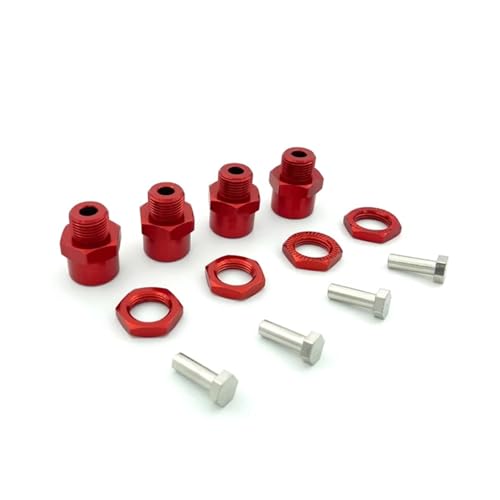 RC Teile Kompatibel Mit 1/10 RC Car Upgrade 1/8 Reifen 4PCS Aluminiumlegierung 12mm Bis 17mm Rad Sechskantnabe Adapter Verlängerung Konvertierungsmuttern(Red) von hjuink