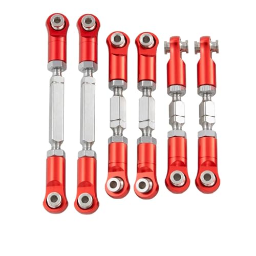 JYYTERD RC Teile Kompatibel Mit ARRMA Für Mojave 4S Für BLX Für Desert Für RTR 1/8 Rc Teile 6PCS Aluminium Legierung Radstand Lenkung Link Stange Set(Red) von JYYTERD
