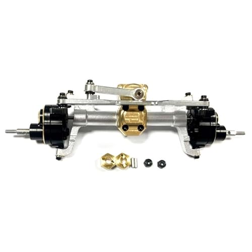 JYYTERD RC Teile Kompatibel Mit AXIAL Für SCX24 90081 C10 Für Gladiator 1/24 RC Crawler Auto Upgrades Teile Zubehör CNC Aluminium Vorder-Hinterachse-Set(Silver,Front Axle) von JYYTERD