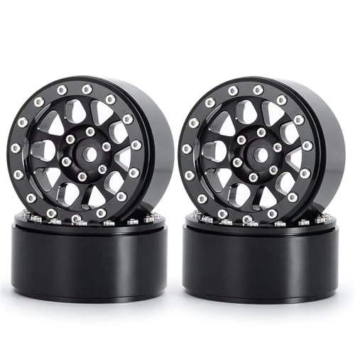 JYYTERD RC Teile Kompatibel Mit Axial Für SCX10 CC01 F350 D90 D110 Für TRX4 Für TRX6 1/10 RC Crawler Car Teile 4pcs Metall 1,9 "Beadlock Wheel Rim Hub(Black) von JYYTERD