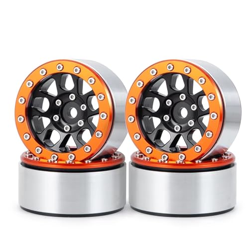 JYYTERD RC Teile Kompatibel Mit Axial Für SCX10 CC01 F350 D90 D110 Für TRX4 Für TRX6 1/10 RC Crawler Car Teile 4pcs Metall 1,9 "Beadlock Wheel Rim Hub(Orange) von JYYTERD