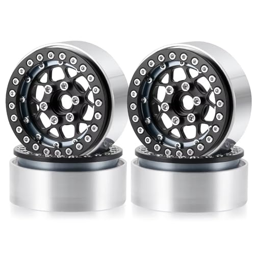 JYYTERD RC Teile Kompatibel Mit Axial Für SCX10 CC01 F350 D90 Für TRX4 Für TRX6 1/10 RC Crawler Car Teile 4pcs 1,9 "Beadlock Wheel Rad Rim Metall Wheel Wheel(Gray Black) von JYYTERD
