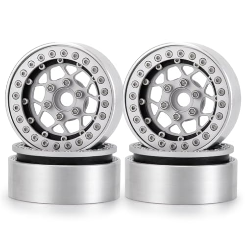 JYYTERD RC Teile Kompatibel Mit Axial Für SCX10 CC01 F350 D90 Für TRX4 Für TRX6 1/10 RC Crawler Car Teile 4pcs 1,9 "Beadlock Wheel Rad Rim Metall Wheel Wheel(Silver) von JYYTERD