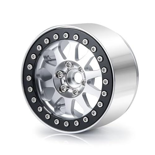 JYYTERD RC Teile Kompatibel Mit Axial Für SCX10 Für Wraith 90048 RR10 Für TRX4 Für TRX6 1/10 RC Crawler Autoteile Aluminium 2,2" Beadlock Radfelgen Naben(Silver,1pcs) von hjuink
