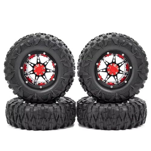 JYYTERD RC Teile Kompatibel Mit Axial Für SCX10 Für Wraith Für TRX4 Für TRX6 Für Redcat 1/10 RC Für Rock Crawler Auto 4PCS 2,2 Zoll Felgenreifen Skin Kit(Wheel Tire-Red) von JYYTERD