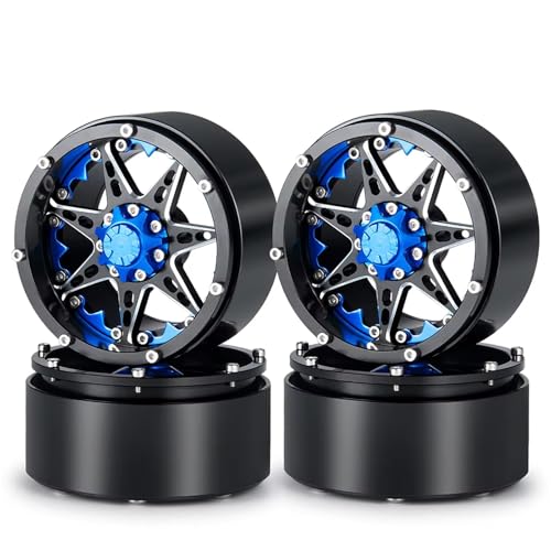 JYYTERD RC Teile Kompatibel Mit Axial Für SCX10 Für Wraith Für TRX4 Für TRX6 Für Redcat 1/10 RC Für Rock Crawler Auto 4PCS 2,2 Zoll Felgenreifen Skin Kit(Wheels-Blue) von JYYTERD