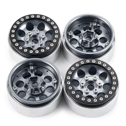 JYYTERD RC Teile Kompatibel Mit Axial Für Scx10 Für TRX4 Für TRX6 CC01 F350 D90 1/10 RC Crawler Car Teile 4pcs Metall 1,9 "Beadlocke Rad Rand Reifen Set(Wheels-Gray) von JYYTERD