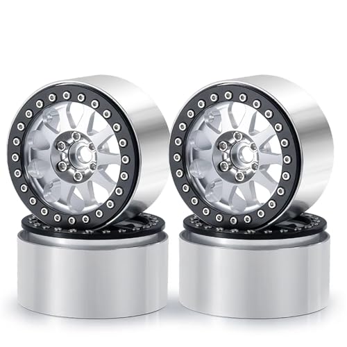 JYYTERD RC Teile Kompatibel Mit Axial Für Scx10 Für Wraith Für TRX4 Für TRX6 D90 1/10 RC Crawler Car Teile 4pcs Aluminium 2,2 "Beadlock Wheels Felgen Hubs Hubs(Silver) von JYYTERD