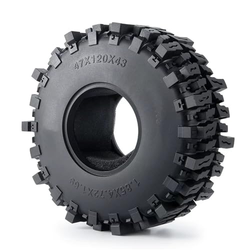 JYYTERD RC Teile Kompatibel Mit Axial Für Scx10 III Für Capra Für Wraith Für TRX4 Für TRX6 D90 1/10 RC Crawler Car 1,9 2,2 Zoll Gummi -Reifenräder Reifen(1pcs,1.9inch) von JYYTERD