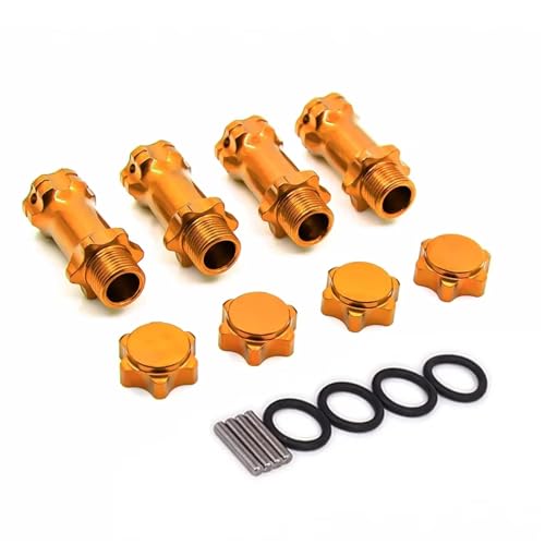 JYYTERD RC Teile Kompatibel Mit HSP Für Truggy 1/8 Scale RC Für Monster Truck Teile Metalle 17 Mm Radsechskant 30 Mm Länger Verbesserte Halterung Adapterabdeckung Nabe(Yellow) von JYYTERD