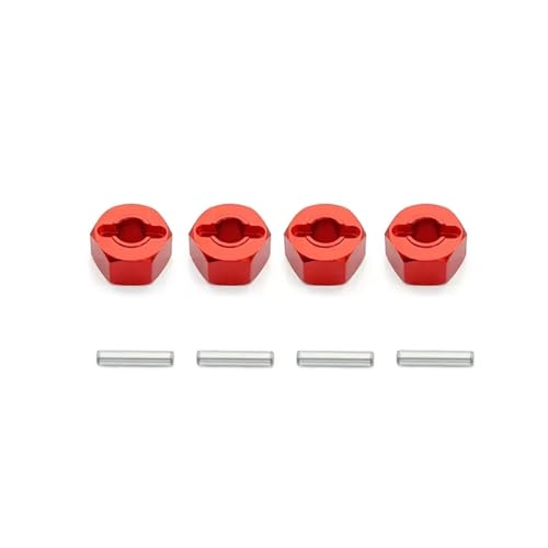 JYYTERD RC Teile Kompatibel Mit MJX Für Hyper Für Go H16 16207 16208 16209 16210 14301 14302 4 Stück Metall 12 Mm Rad-Sechskant-Nabenadapter RC-Autoteile-Zubehör(Red) von hjuink