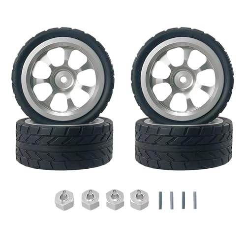 JYYTERD RC Teile Kompatibel Mit MJX Für Hyper Go 14302 14301 1/14 RC Car Upgrade Teile Gummireifen Metallrad Reifen Für Rallye-Räder(White) von JYYTERD